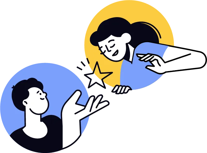 Ilustração de duas pessoas comemorando